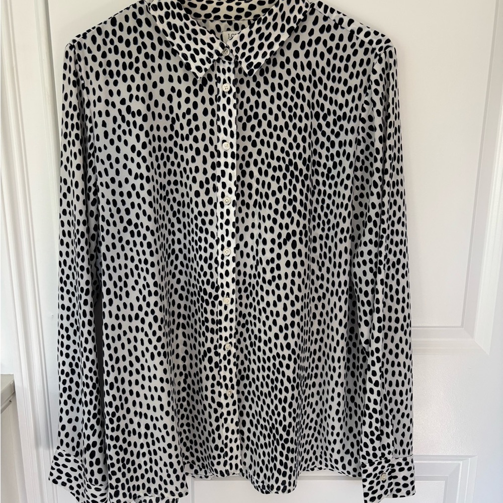 J Crew Black and White Polka Dot Blouse